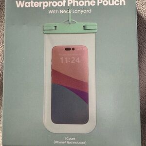 Universal Waterproof Phone Case with Neck Strap - Mint Green. NIB